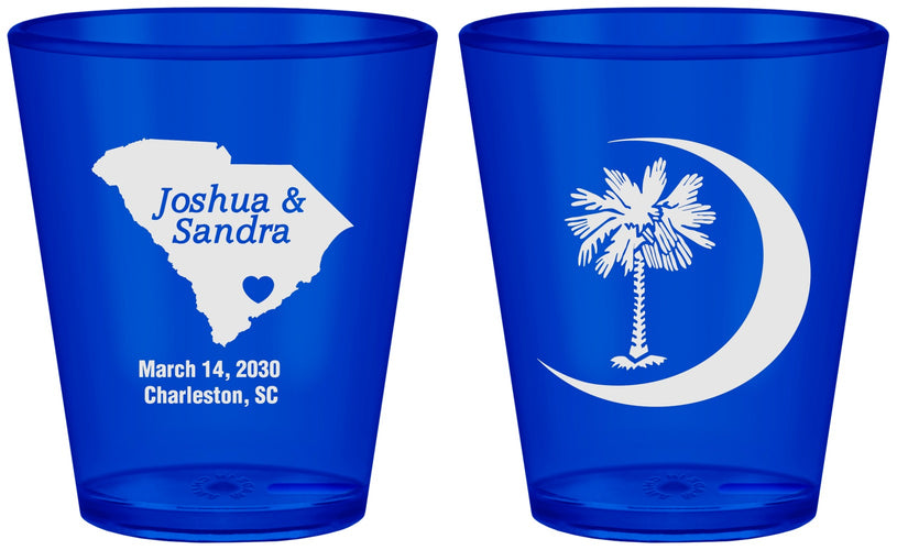 Custom Wedding Plastic Shot Glasses - Palmetto Tree | 475