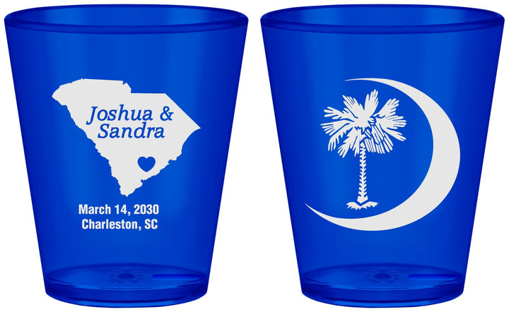 Custom Wedding Plastic Shot Glasses - Palmetto Tree | 475