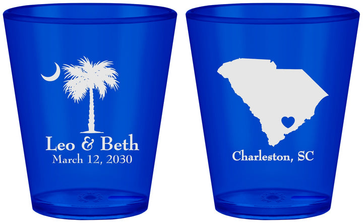 Custom Wedding Plastic Shot Glasses - Palmetto Tree | 476