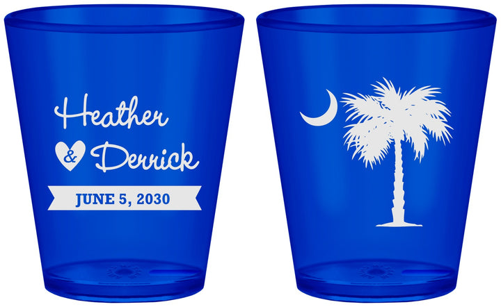 Custom Wedding Plastic Shot Glasses - Palmetto Tree | 477