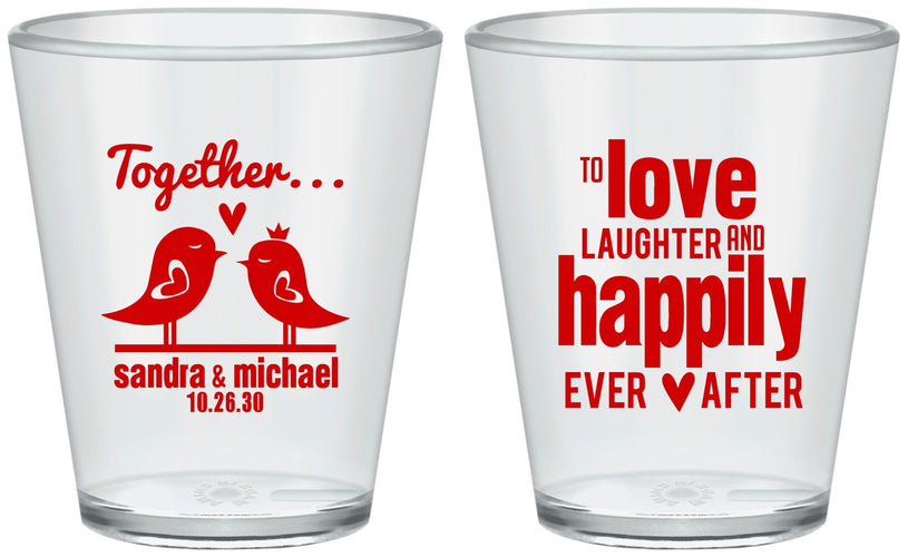 Custom Wedding Plastic Shot Glasses - Happily Ever After | 480