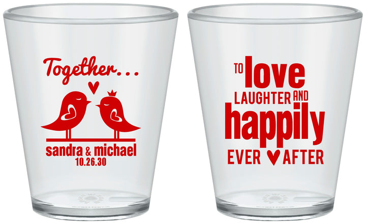 Custom Wedding Plastic Shot Glasses - Happily Ever After | 480