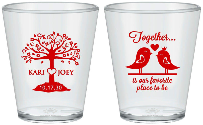 Custom Wedding Plastic Shot Glasses - Love Birds | 481