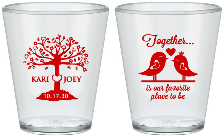 Custom Wedding Plastic Shot Glasses - Love Birds | 481