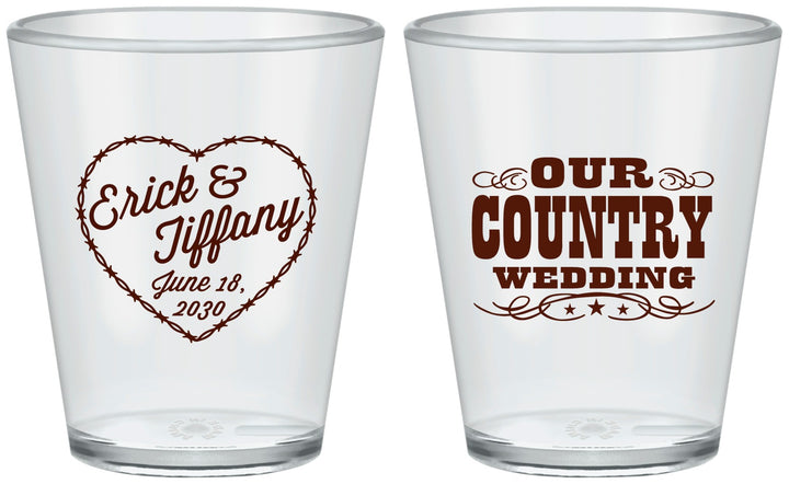 Custom Wedding Plastic Shot Glasses - Country Wedding | 484