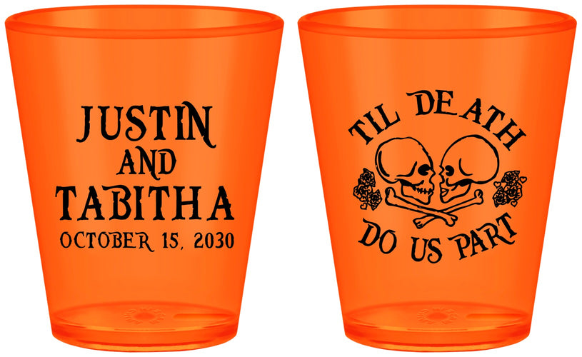 Custom Wedding Plastic Shot Glasses - Til Death Do Us Part | 485
