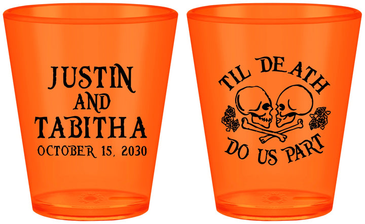 Custom Wedding Plastic Shot Glasses - Til Death Do Us Part | 485