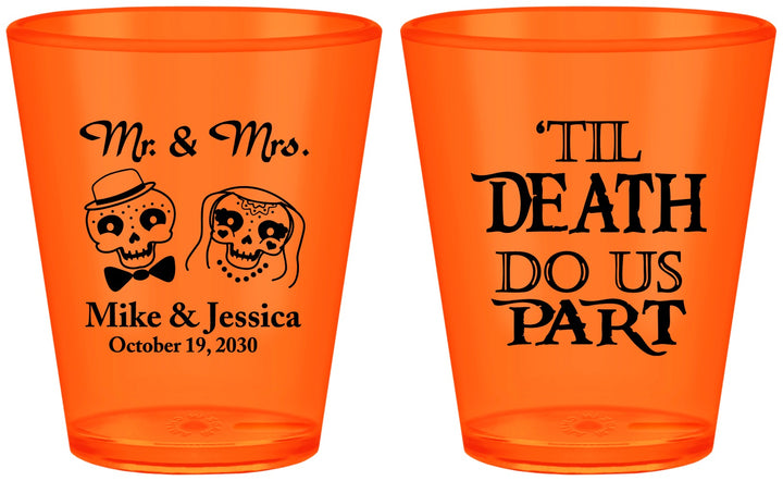Custom Wedding Plastic Shot Glasses - Til Death Do Us Part | 487