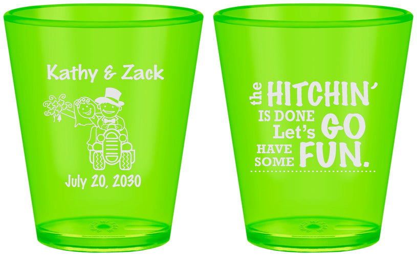 Custom Wedding Plastic Shot Glasses - Tractor Hitchin | 489