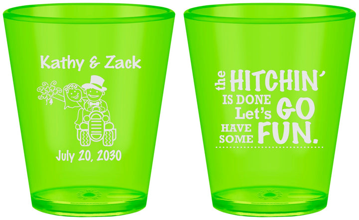 Custom Wedding Plastic Shot Glasses - Tractor Hitchin | 489