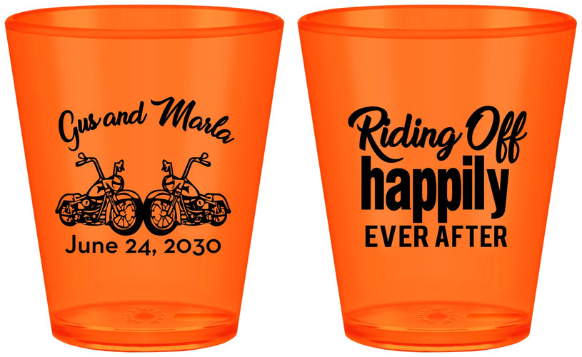 Custom Wedding Plastic Shot Glasses - Motorcycle | 493