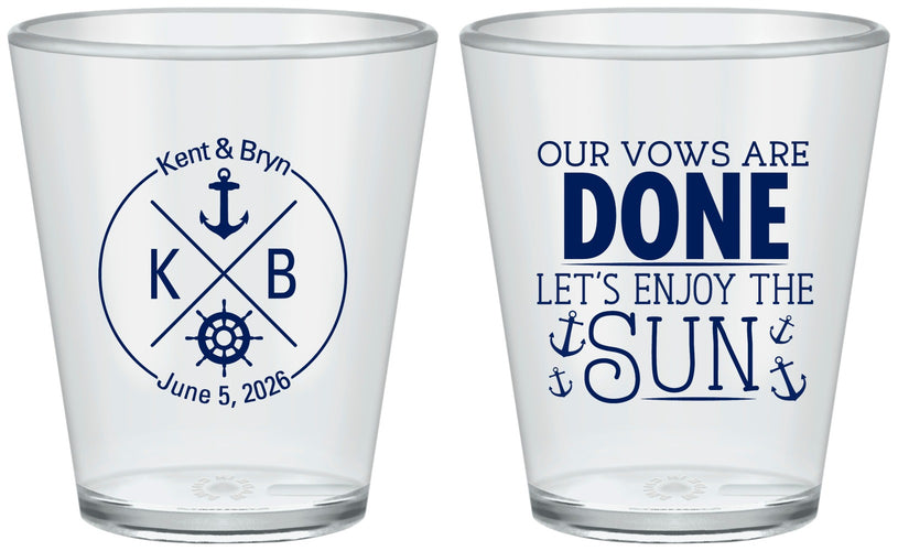 Custom Wedding Plastic Shot Glasses - Nautical | 495