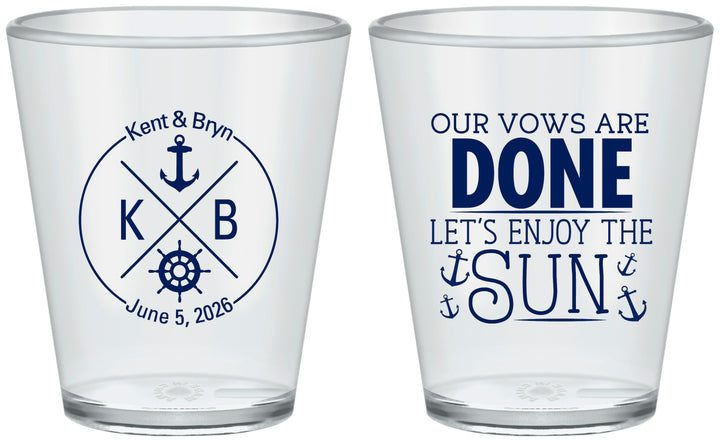 Custom Wedding Plastic Shot Glasses - Nautical | 495
