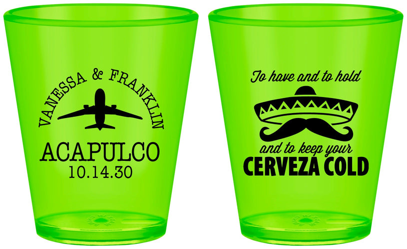 Custom Wedding Plastic Shot Glasses - Destination | 496