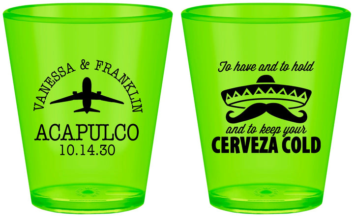 Custom Wedding Plastic Shot Glasses - Destination | 496