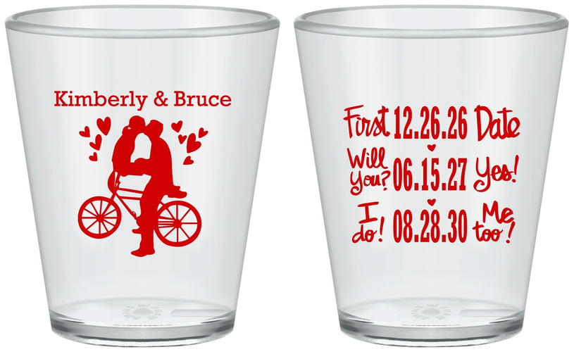 Custom Wedding Plastic Shot Glasses - First Date Will You I Do | 497