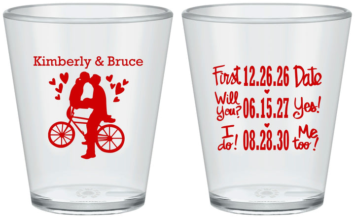 Custom Wedding Plastic Shot Glasses - First Date Will You I Do | 497