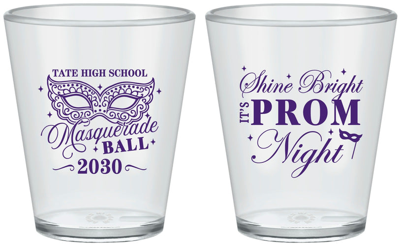 Custom Prom Plastic Shot Glasses - Masquerade Ball | 50010