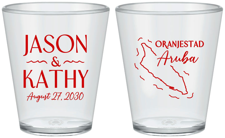 Custom Wedding Plastic Shot Glasses - Aruba | 504