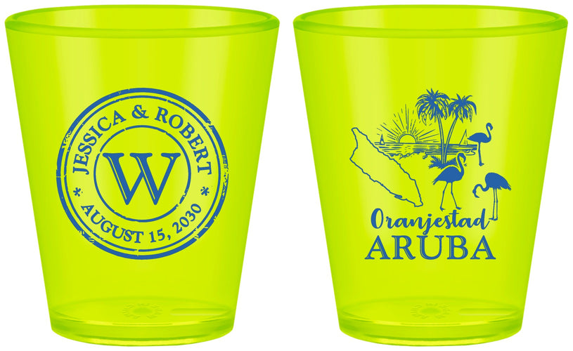 Custom Wedding Plastic Shot Glasses - Aruba | 505
