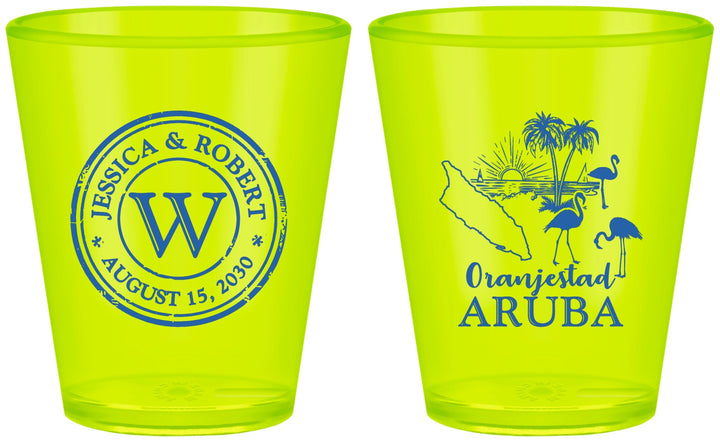 Custom Wedding Plastic Shot Glasses - Aruba | 505