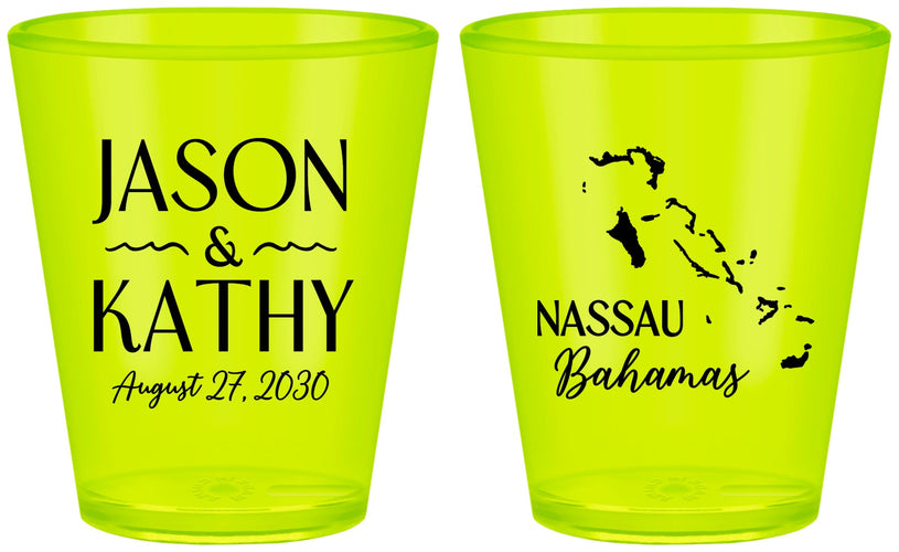 Custom Wedding Plastic Shot Glasses - Bahamas | 506