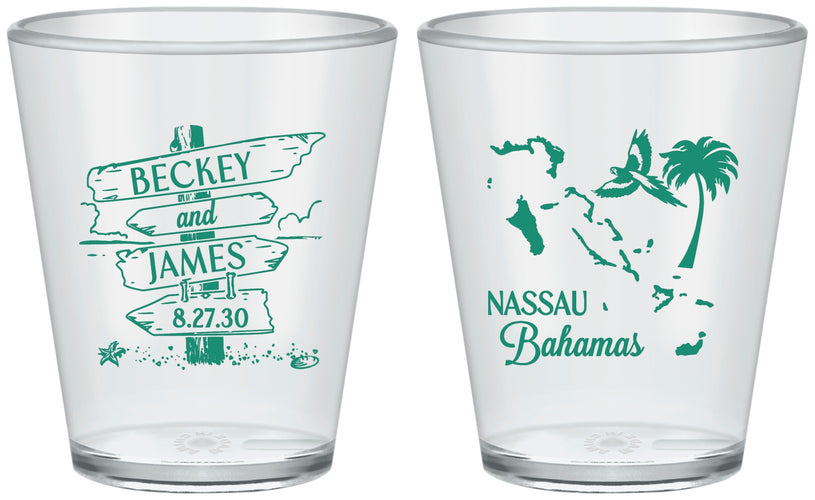 Custom Wedding Plastic Shot Glasses - Bahamas | 507