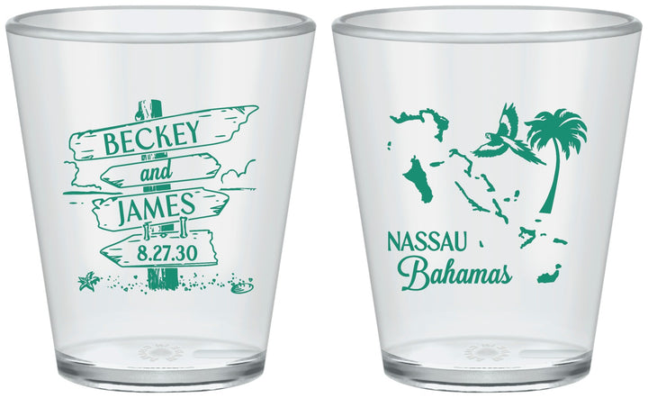 Custom Wedding Plastic Shot Glasses - Bahamas | 507