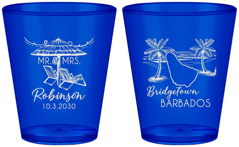 Custom Wedding Plastic Shot Glasses - Barbados | 509