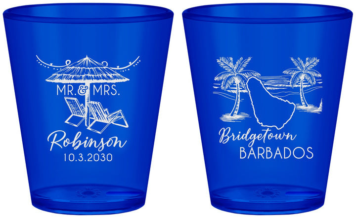 Custom Wedding Plastic Shot Glasses - Barbados | 509