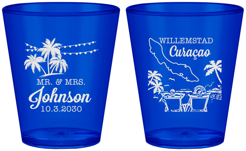 Custom Wedding Plastic Shot Glasses - Curacao | 521