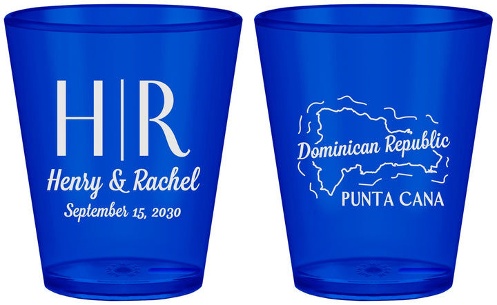 Custom Wedding Plastic Shot Glasses - Domincan Republic | 522