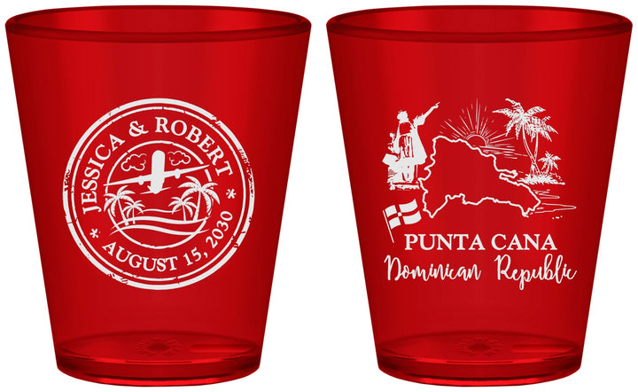 Custom Wedding Plastic Shot Glasses - Domincan Republic | 523
