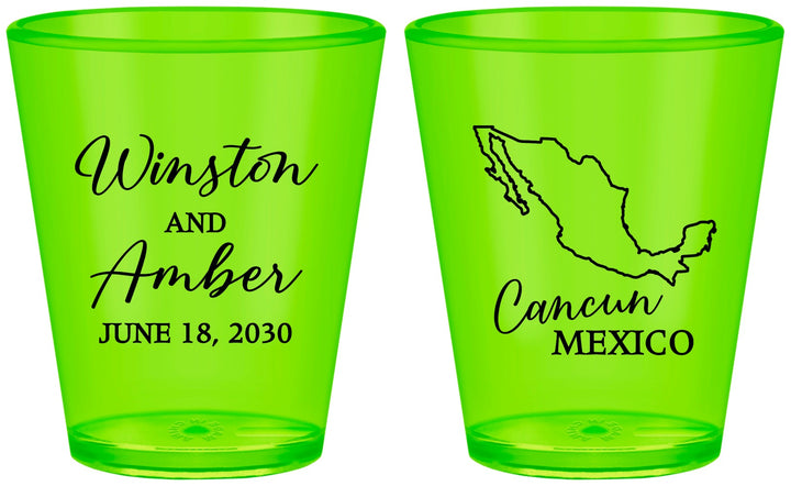 Custom Wedding Plastic Shot Glasses - Mexico | 534