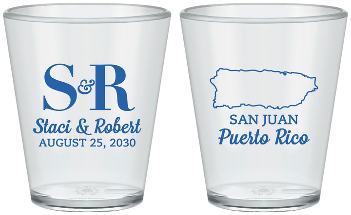 Custom Wedding Plastic Shot Glasses - Puerto Rico | 538