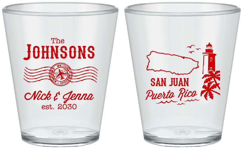 Custom Wedding Plastic Shot Glasses - Puerto Rico | 539