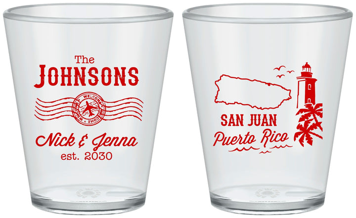 Custom Wedding Plastic Shot Glasses - Puerto Rico | 539