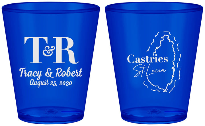 Custom Wedding Plastic Shot Glasses - St Lucia | 540