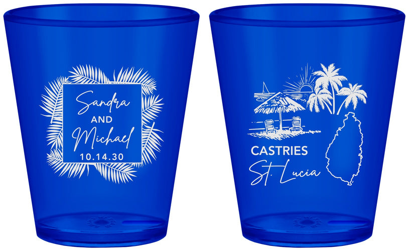 Custom Wedding Plastic Shot Glasses - St Lucia | 541