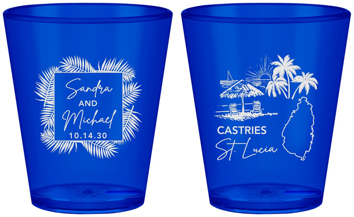 Custom Wedding Plastic Shot Glasses - St Lucia | 541