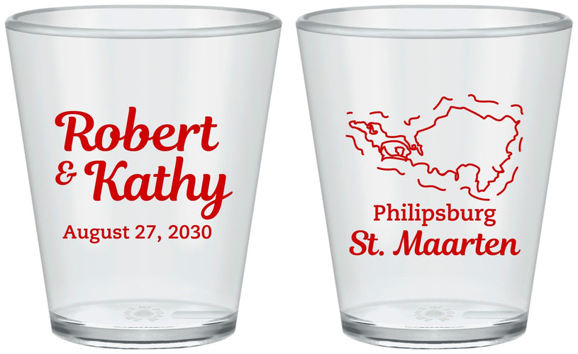 Custom Wedding Plastic Shot Glasses - St Maarten | 542