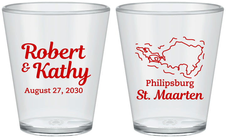 Custom Wedding Plastic Shot Glasses - St Maarten | 542