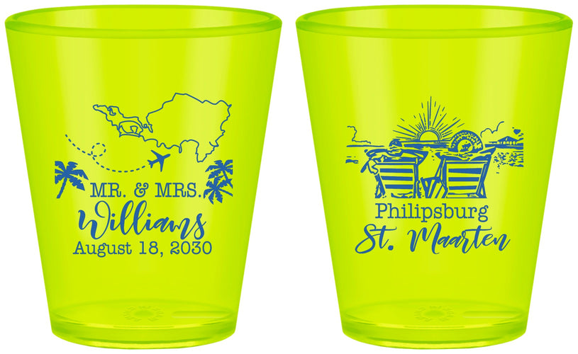 Custom Wedding Plastic Shot Glasses - St Maarten | 543