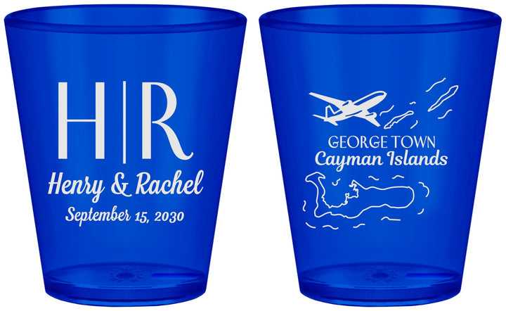 Custom Wedding Plastic Shot Glasses - Cayman Island | 544