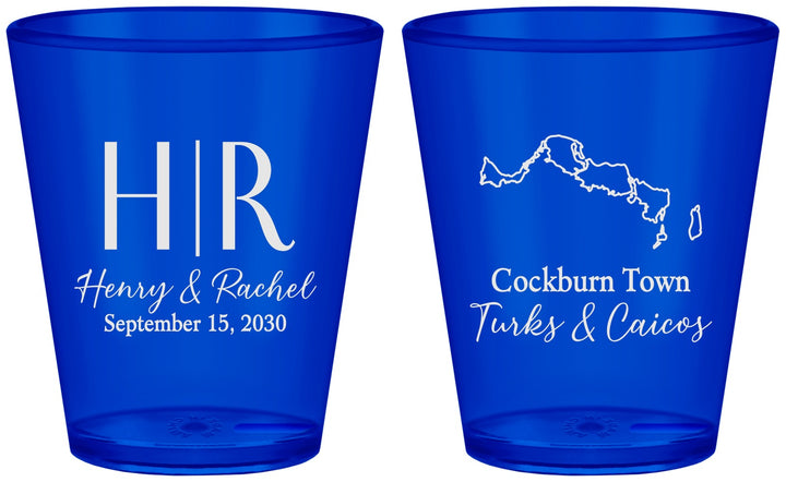 Custom Wedding Plastic Shot Glasses - Turks And Caicos | 546