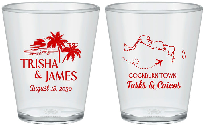 Custom Wedding Plastic Shot Glasses - Turks And Caicos | 547