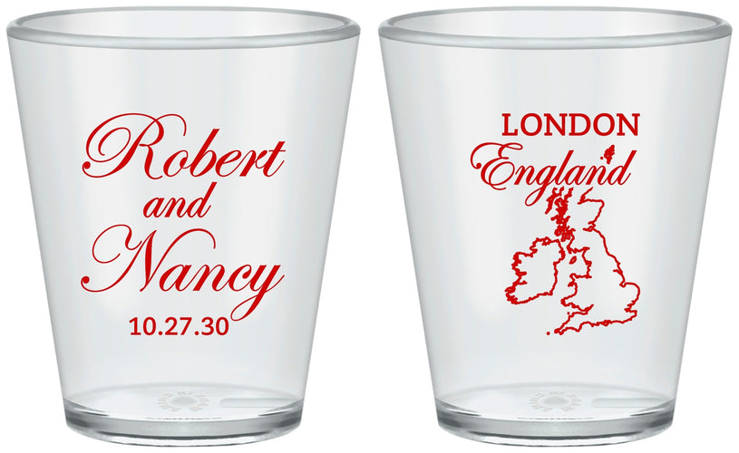 Custom Wedding Plastic Shot Glasses - England | 548
