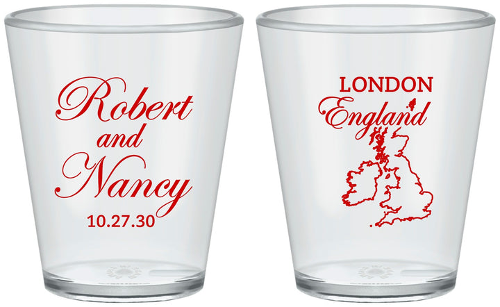 Custom Wedding Plastic Shot Glasses - England | 548