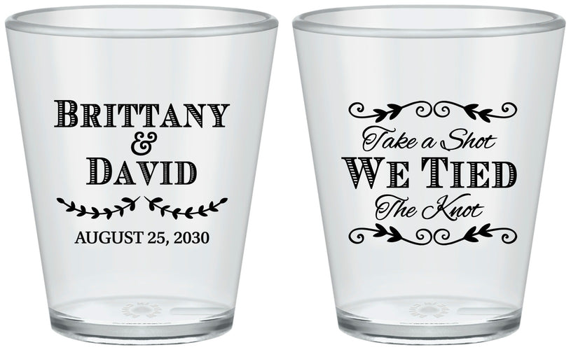 Custom Wedding Plastic Shot Glasses - Take A Shot We Tied The Knot | 552