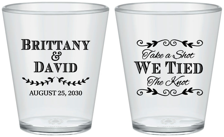 Custom Wedding Plastic Shot Glasses - Take A Shot We Tied The Knot | 552